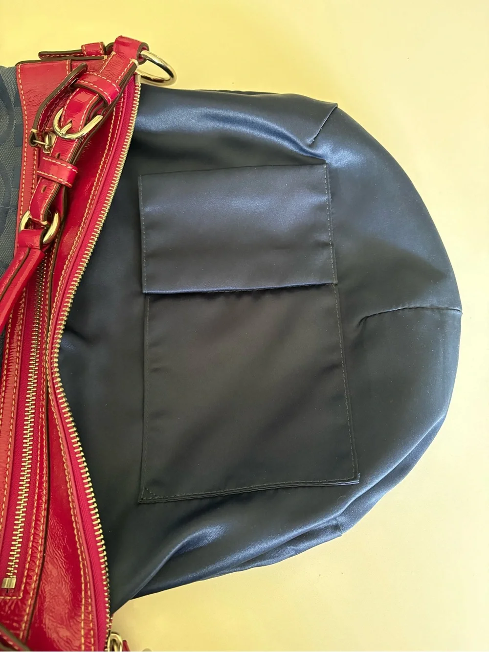 Coach Laura Hobo Shoulder Bag in Navy and Pink